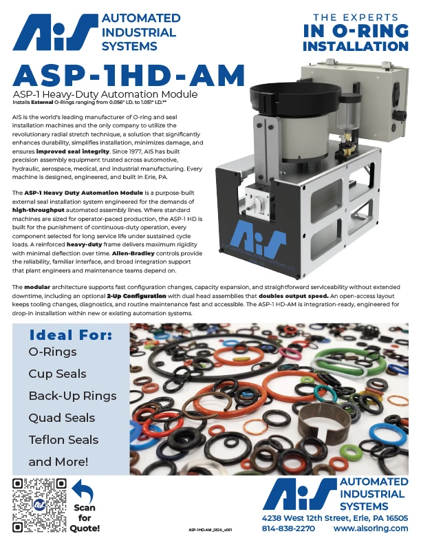 AIS - The ASP-1HD-AM - Heavy Duty Automation Module - O-Ring and Seal Installation Machine - Spec Sheet - 2